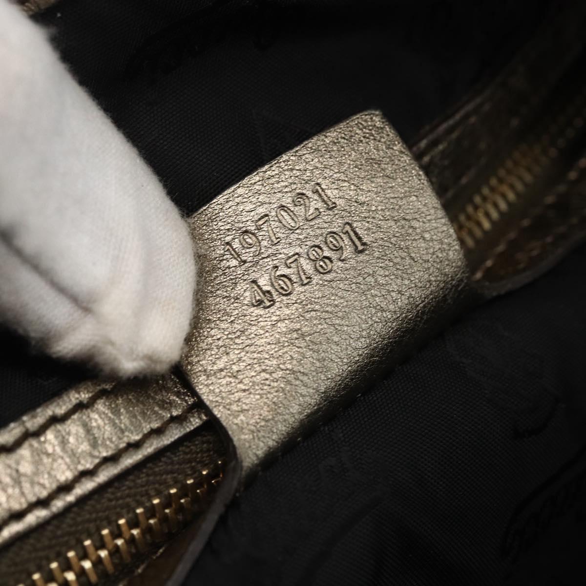 GUCCI Histeria Tote Bag Leather Silver Gold 197021 Auth mr1995