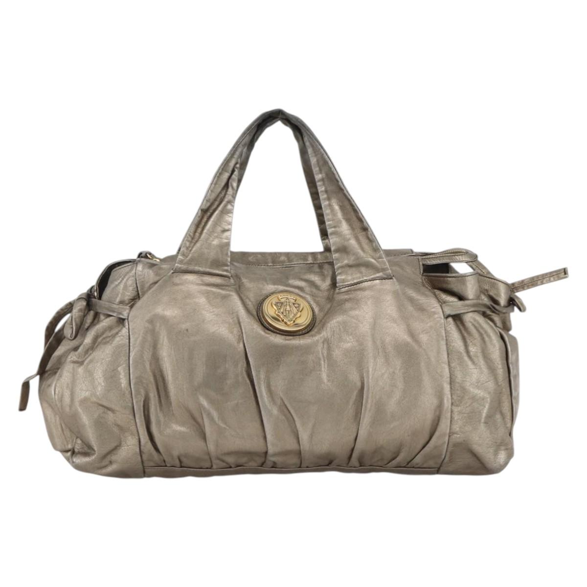 GUCCI Histeria Tote Bag Leather Silver Gold 197021 Auth mr1995