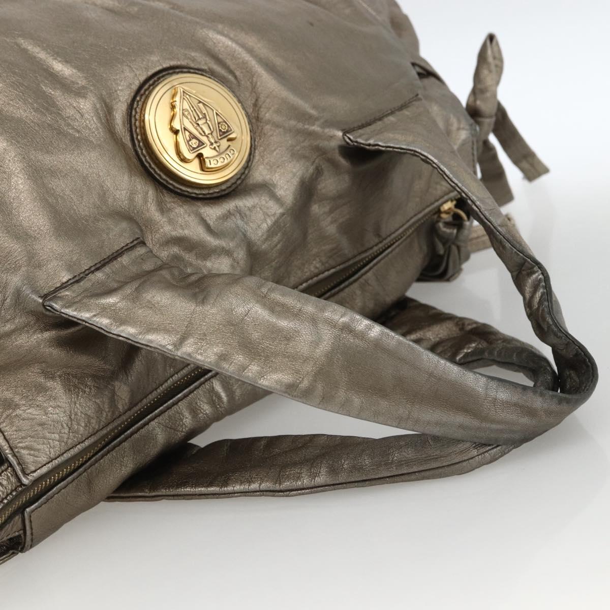 GUCCI Histeria Tote Bag Leather Silver Gold 197021 Auth mr1995