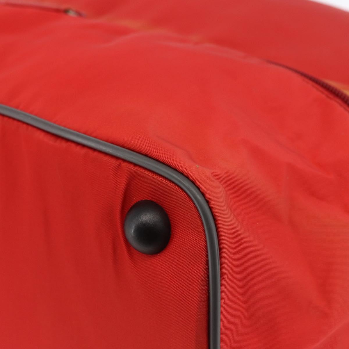 PRADA Boston Bag Nylon Red Silver Auth mr1998