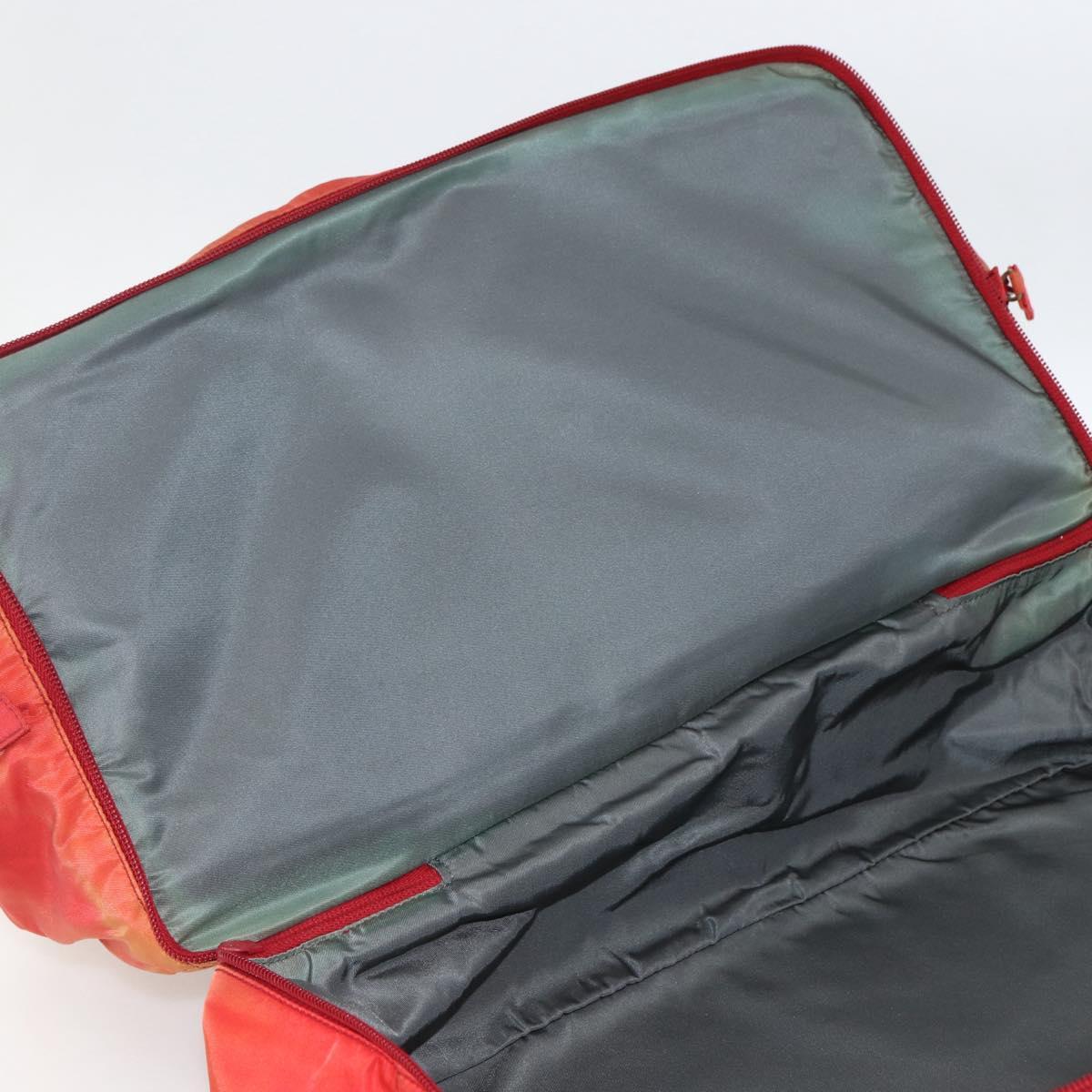 PRADA Boston Bag Nylon Red Silver Auth mr1998