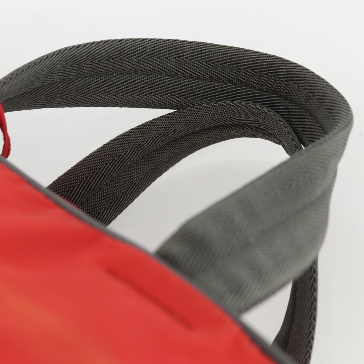 PRADA Boston Bag Nylon Red Silver Auth mr1998