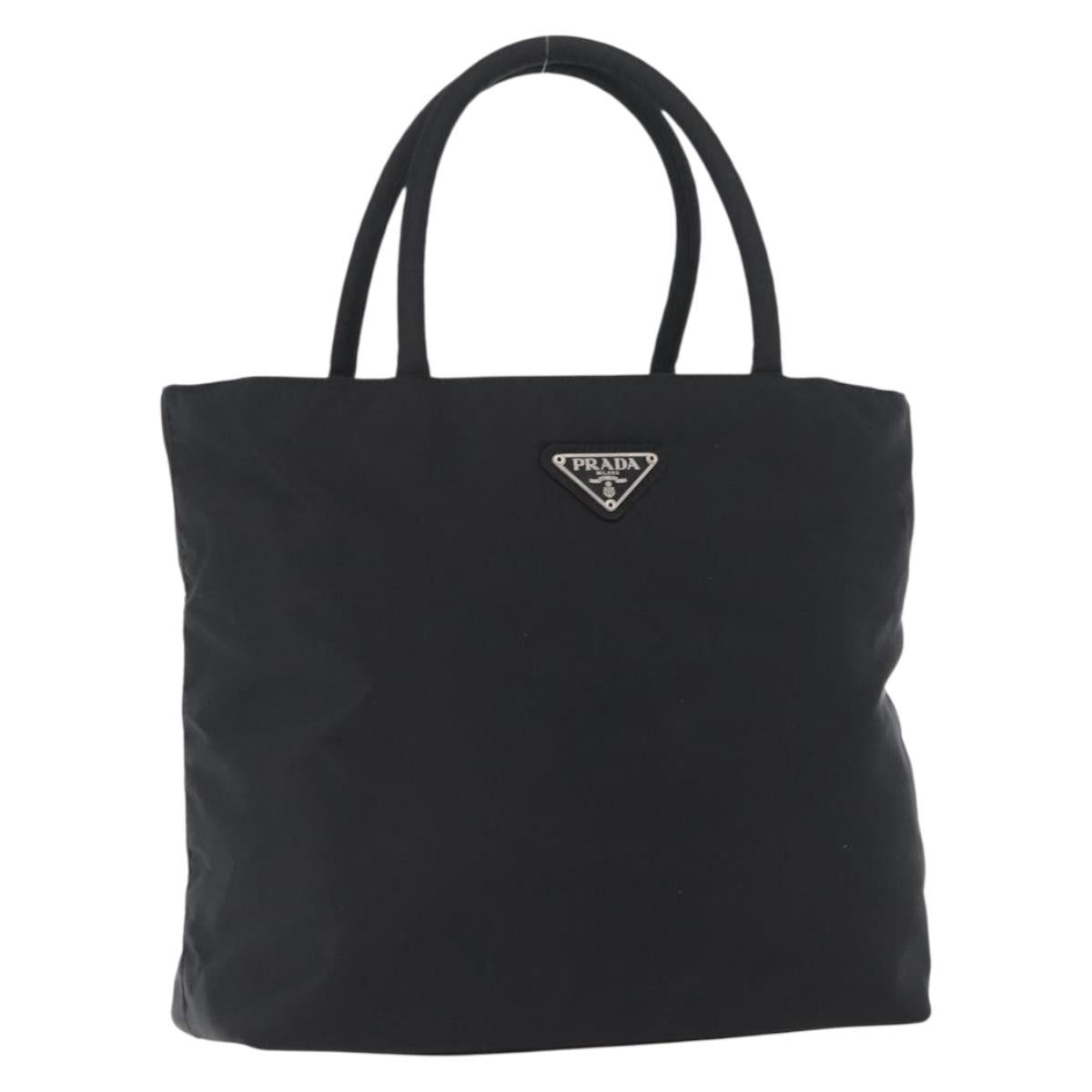 PRADA Hand Bag Nylon Black Silver Auth mr1999