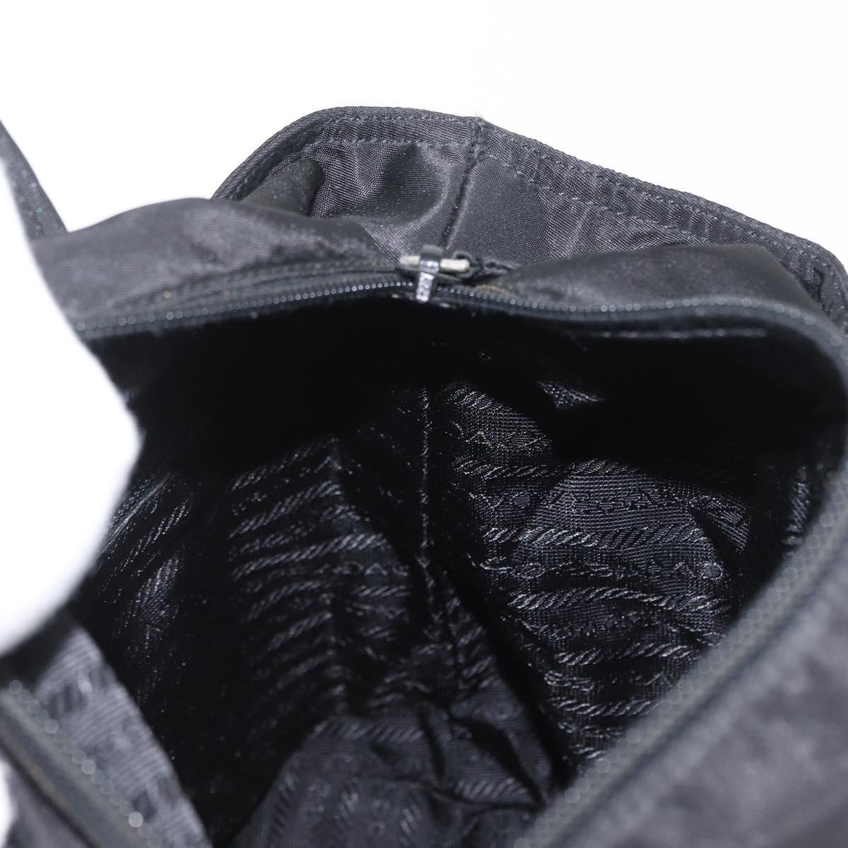 PRADA Hand Bag Nylon Black Silver Auth mr1999
