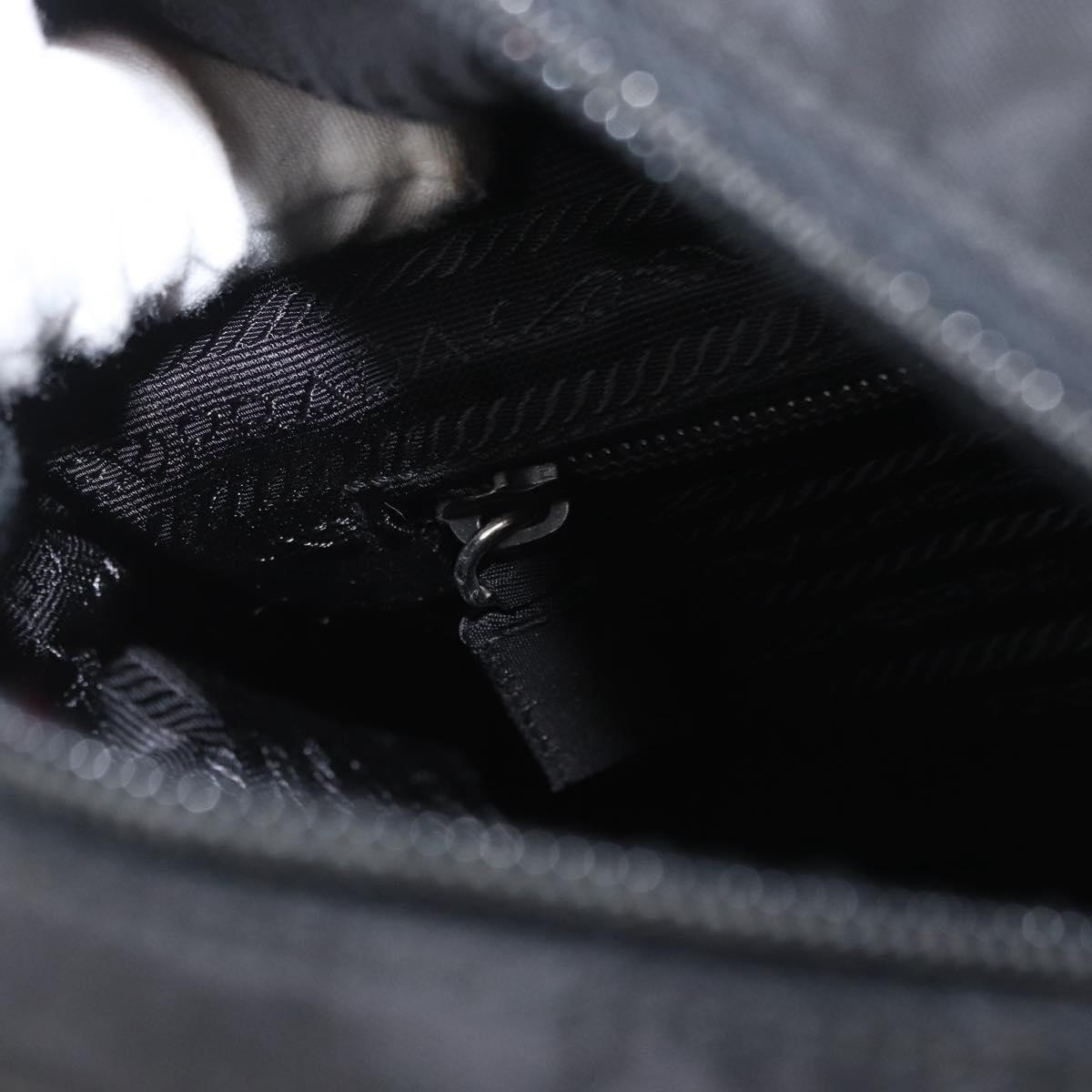 PRADA Hand Bag Nylon Black Silver Auth mr1999
