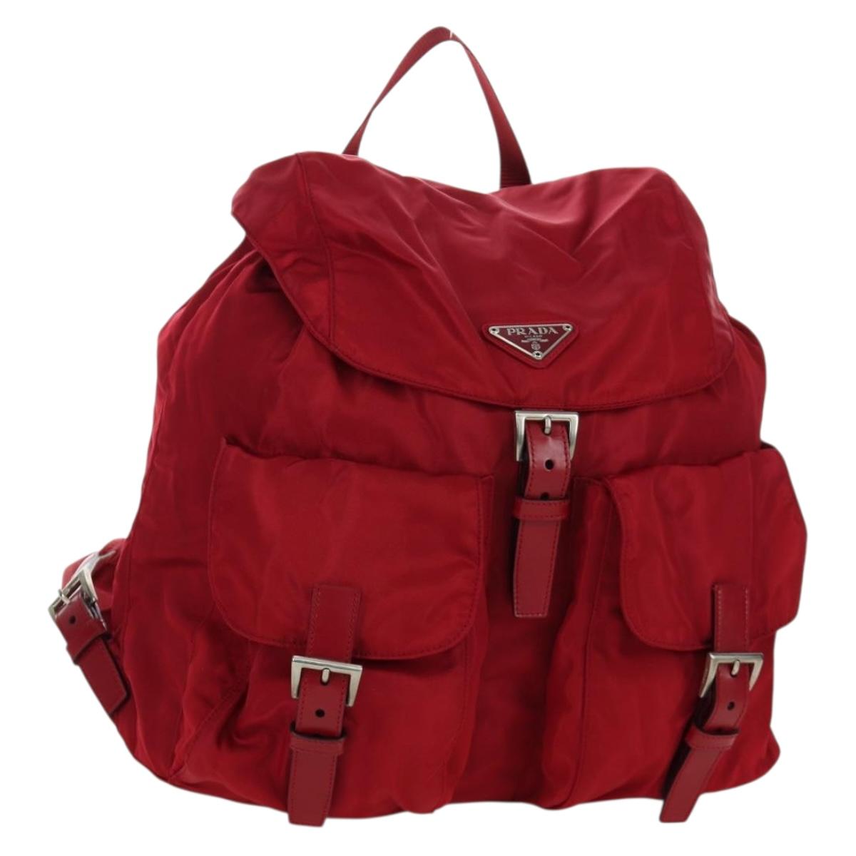 PRADA Backpack Nylon Red Silver Auth mr2001V