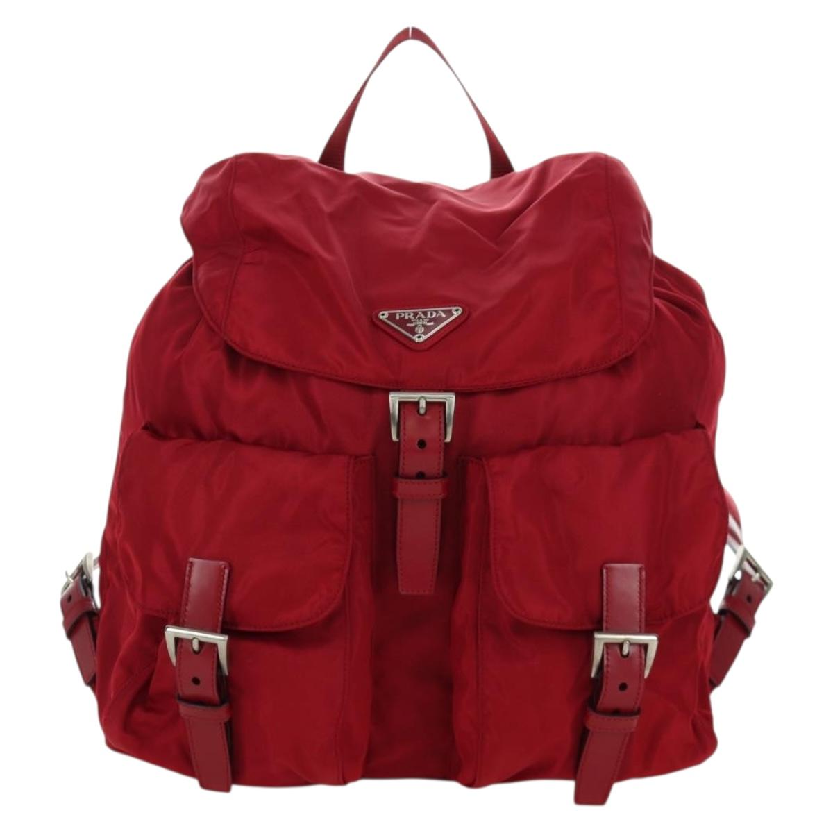 PRADA Backpack Nylon Red Silver Auth mr2001V