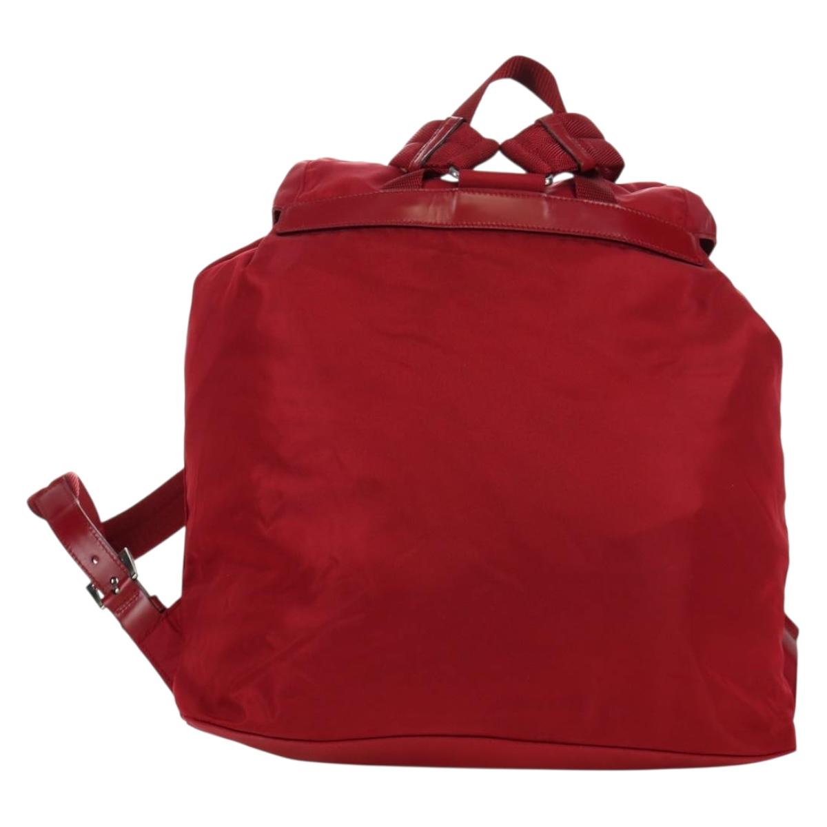 PRADA Backpack Nylon Red Silver Auth mr2001V