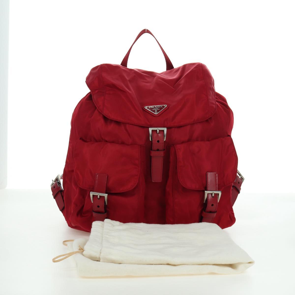 PRADA Backpack Nylon Red Silver Auth mr2001V