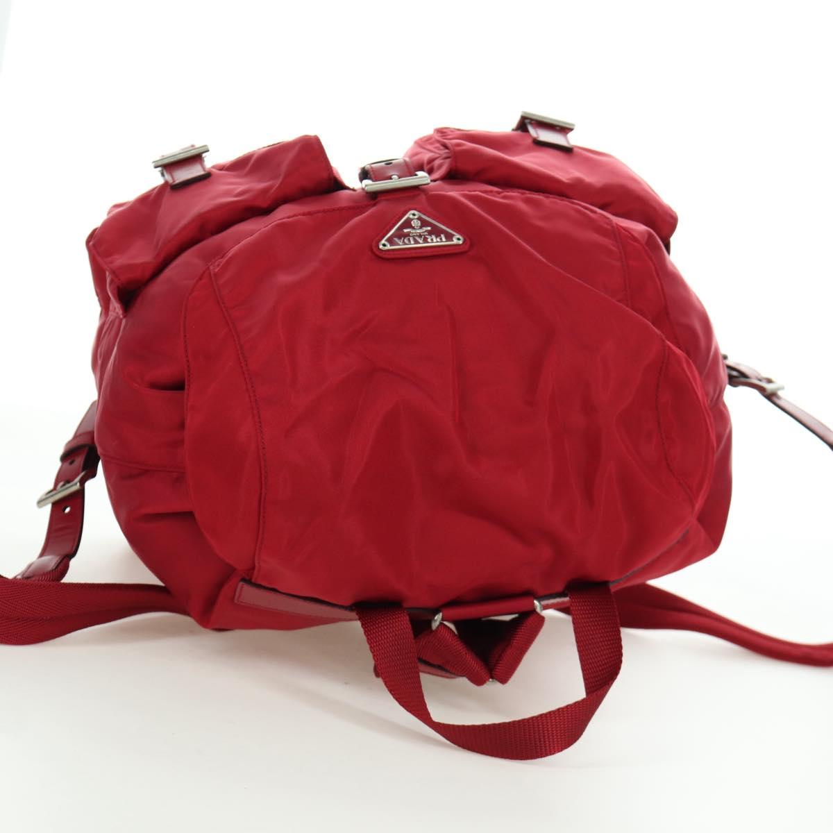 PRADA Backpack Nylon Red Silver Auth mr2001V