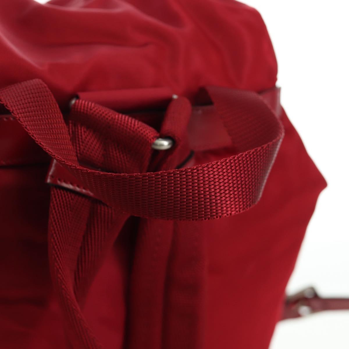 PRADA Backpack Nylon Red Silver Auth mr2001V