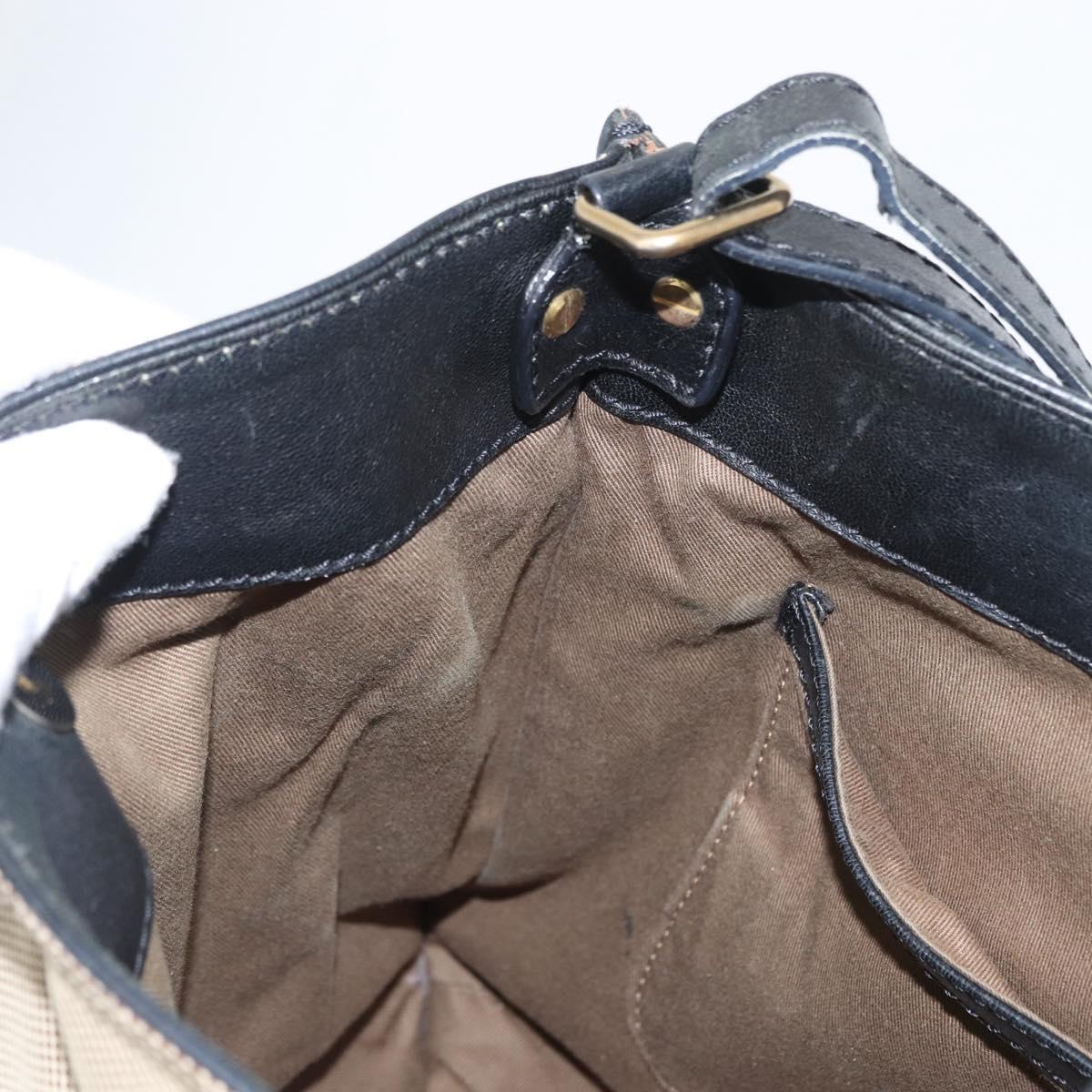 Chloe Shoulder Bag Canvas Beige Black Auth mr2002