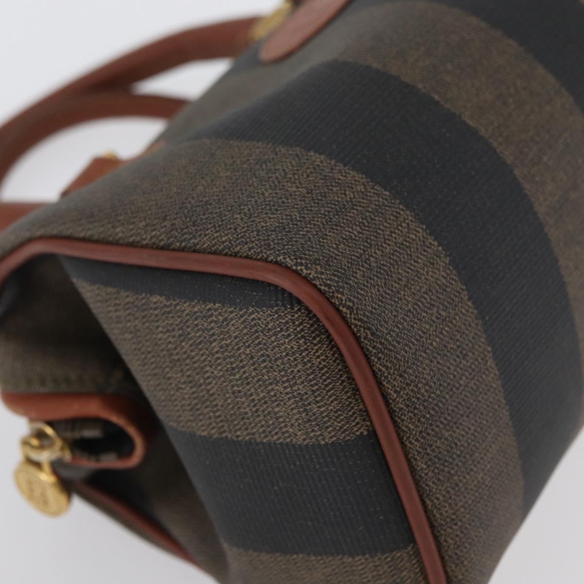 FENDI Pecan Canvas Mini Hand Bag PVC Brown Black Auth mr2003