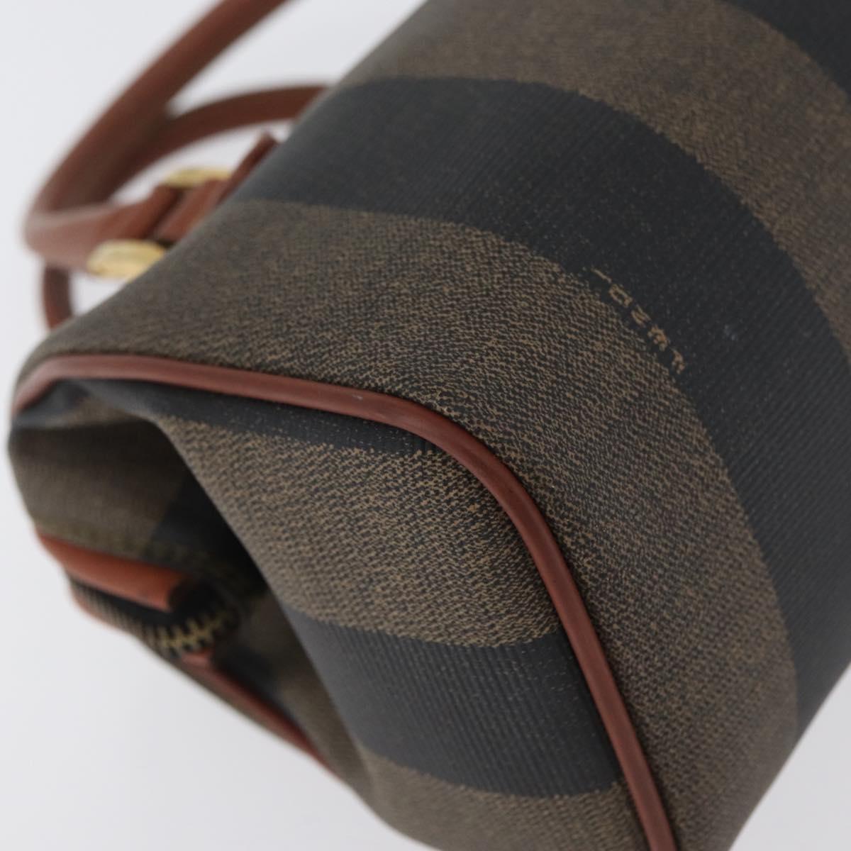 FENDI Pecan Canvas Mini Hand Bag PVC Brown Black Auth mr2003