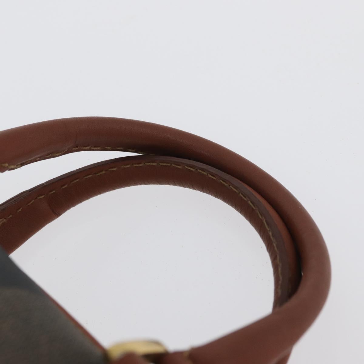 FENDI Pecan Canvas Mini Hand Bag PVC Brown Black Auth mr2003