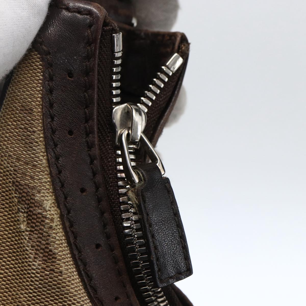 GUCCI Web Sherry Line Shoulder Bag Canvas Beige Silver 114871 Auth mr2006