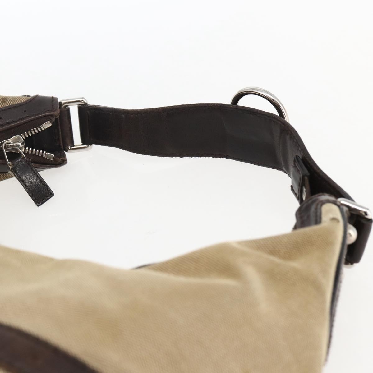 GUCCI Web Sherry Line Shoulder Bag Canvas Beige Silver 114871 Auth mr2006