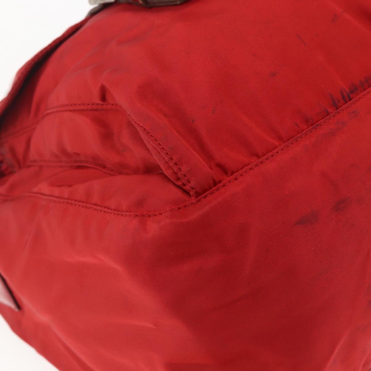 PRADA Shoulder Bag Nylon Red Silver Auth mr2008