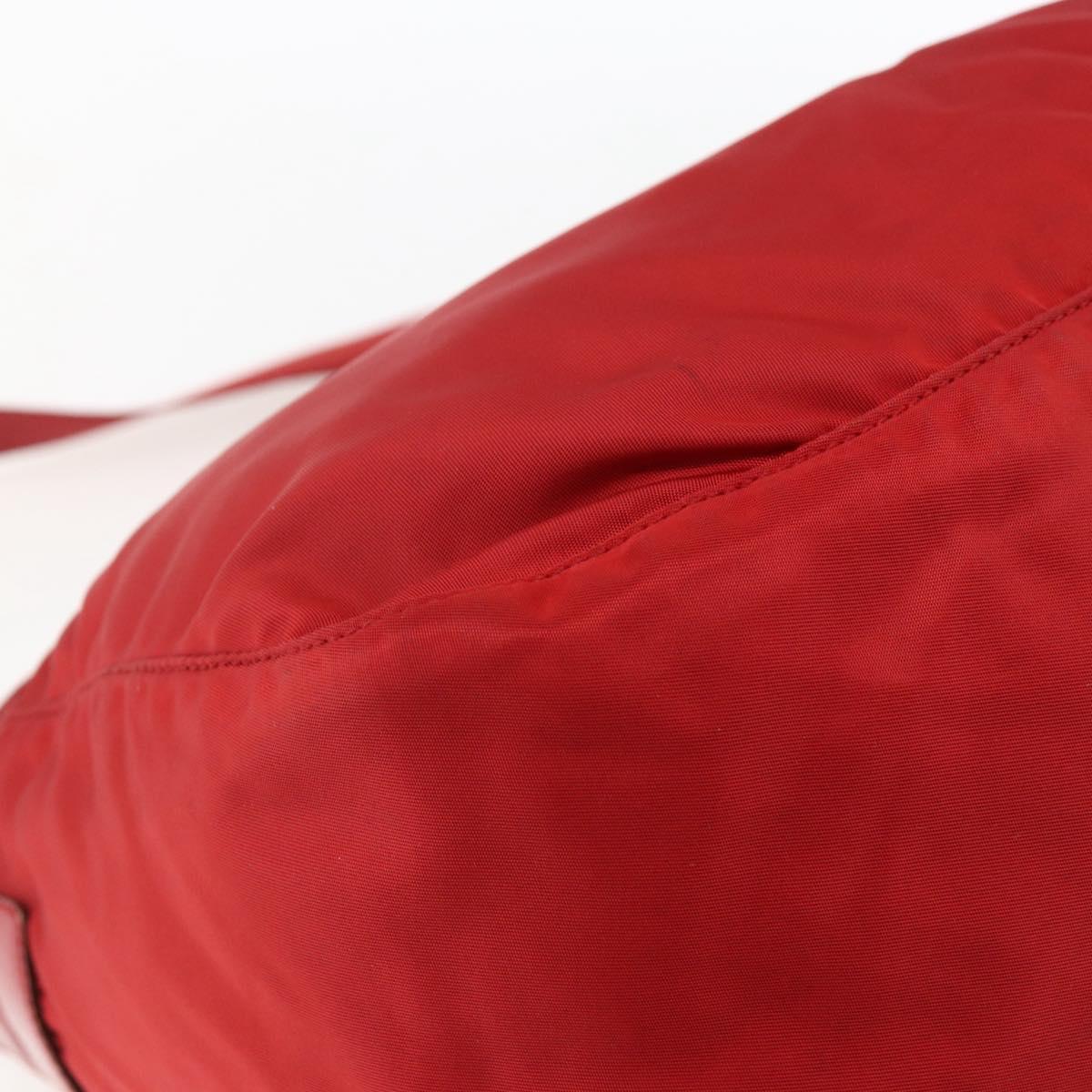 PRADA Shoulder Bag Nylon Red Silver Auth mr2008