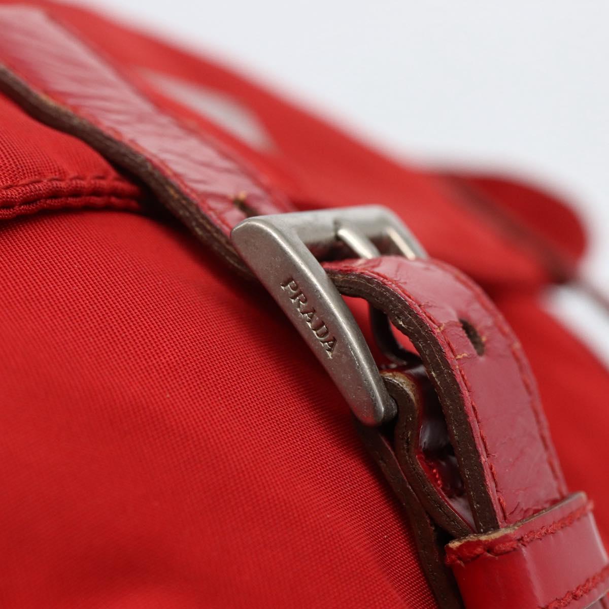 PRADA Shoulder Bag Nylon Red Silver Auth mr2008