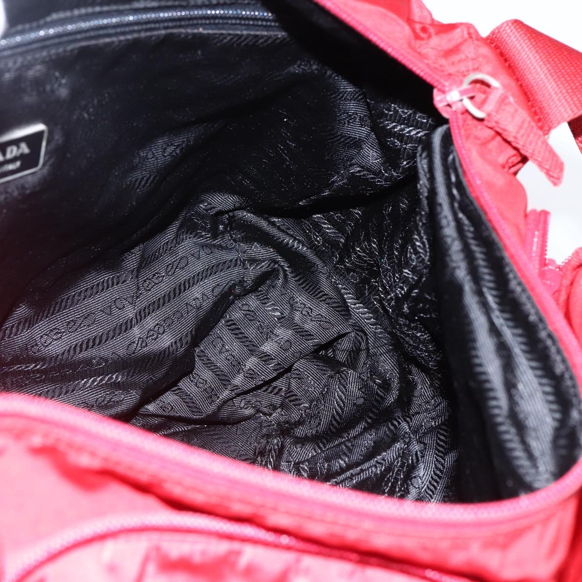 PRADA Shoulder Bag Nylon Red Silver Auth mr2008