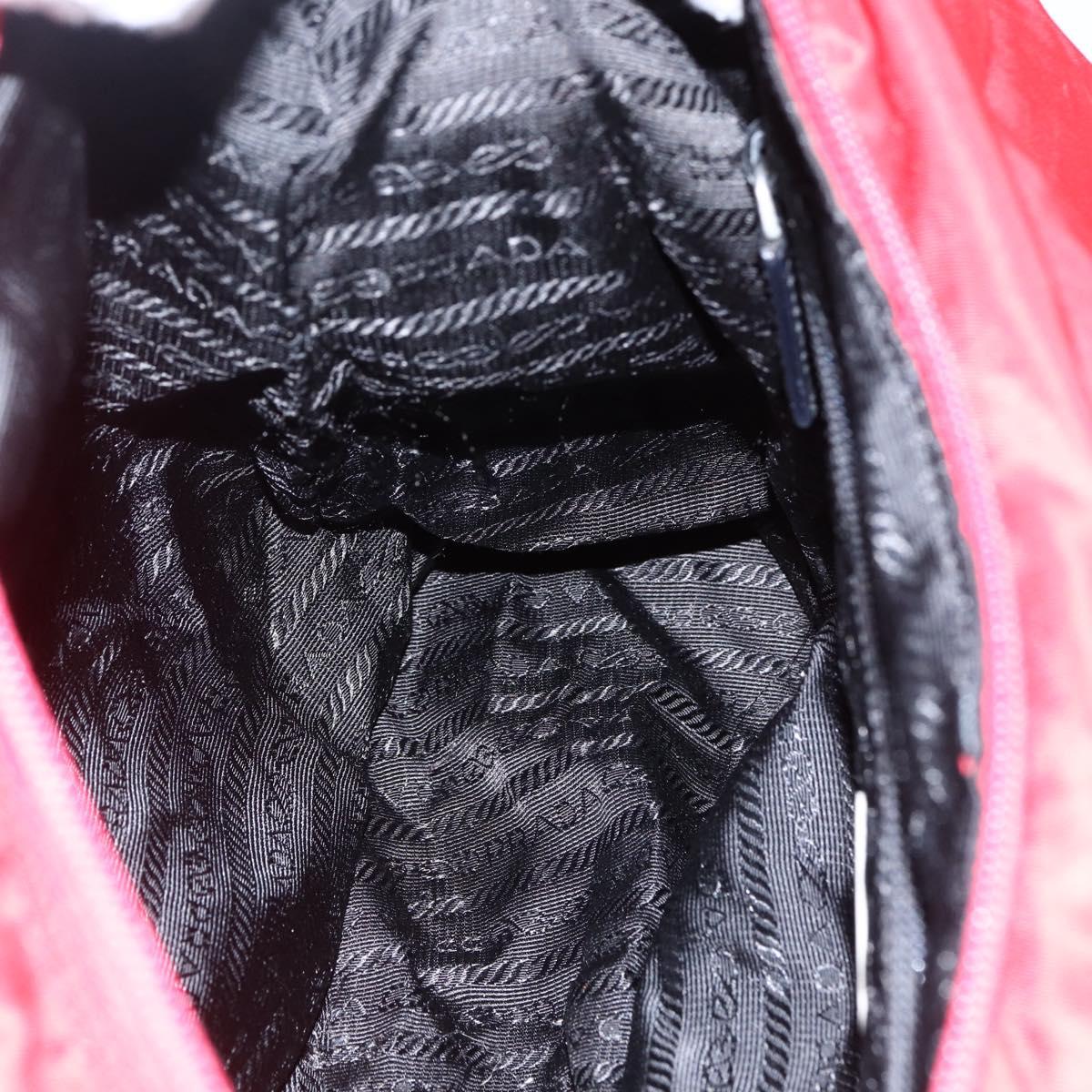 PRADA Shoulder Bag Nylon Red Silver Auth mr2008