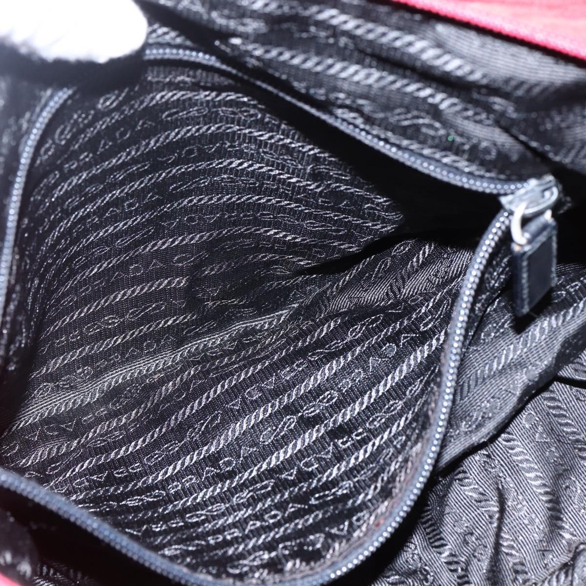 PRADA Shoulder Bag Nylon Red Silver Auth mr2008