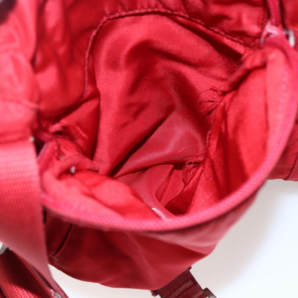 PRADA Shoulder Bag Nylon Red Silver Auth mr2008