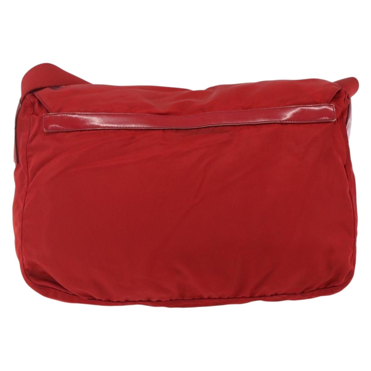 PRADA Shoulder Bag Nylon Red Silver Auth mr2008