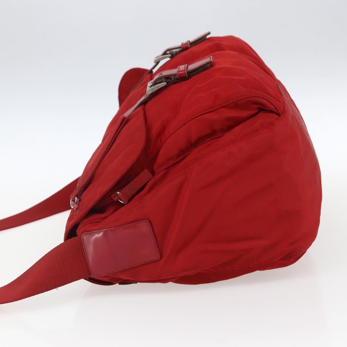 PRADA Shoulder Bag Nylon Red Silver Auth mr2008