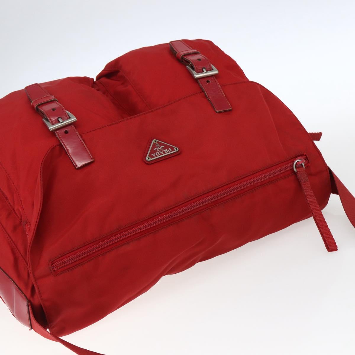 PRADA Shoulder Bag Nylon Red Silver Auth mr2008