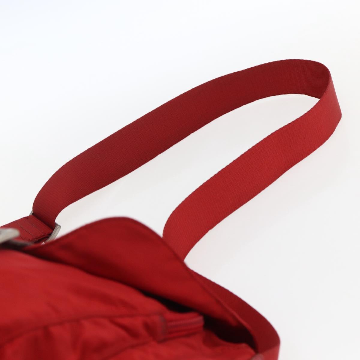 PRADA Shoulder Bag Nylon Red Silver Auth mr2008