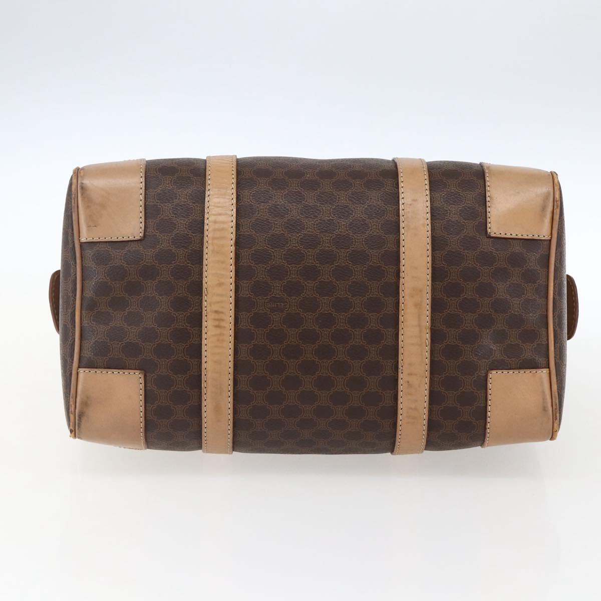CELINE Macadam Canvas Boston Bag PVC Leather Brown Gold Auth mr2011