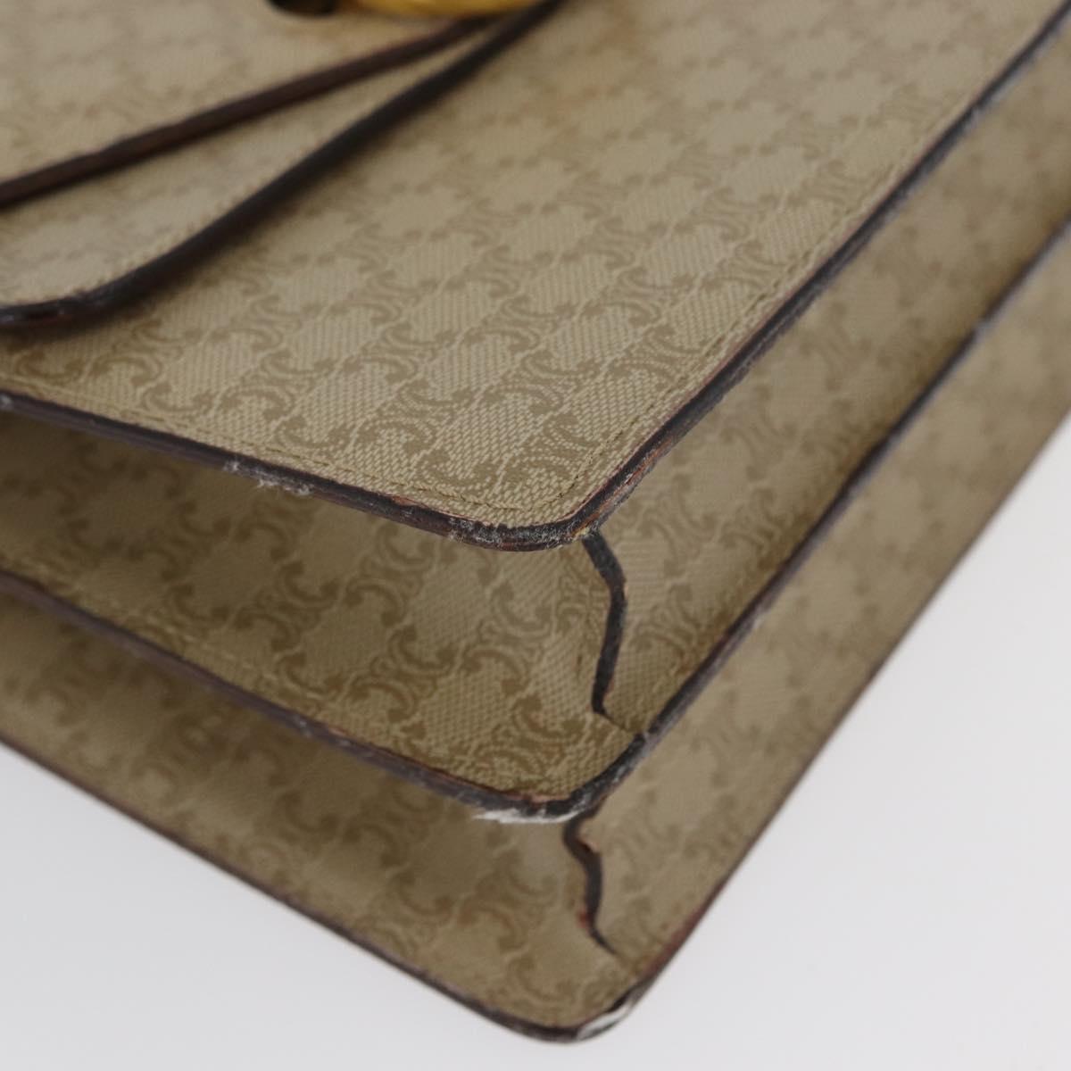 CELINE Macadam Canvas Hand Bag PVC Beige Gold Auth mr2012