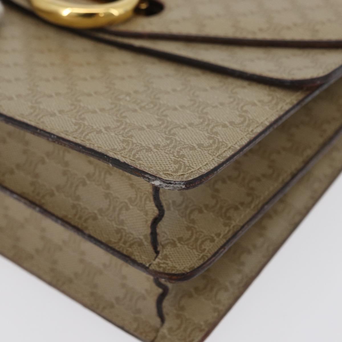 CELINE Macadam Canvas Hand Bag PVC Beige Gold Auth mr2012
