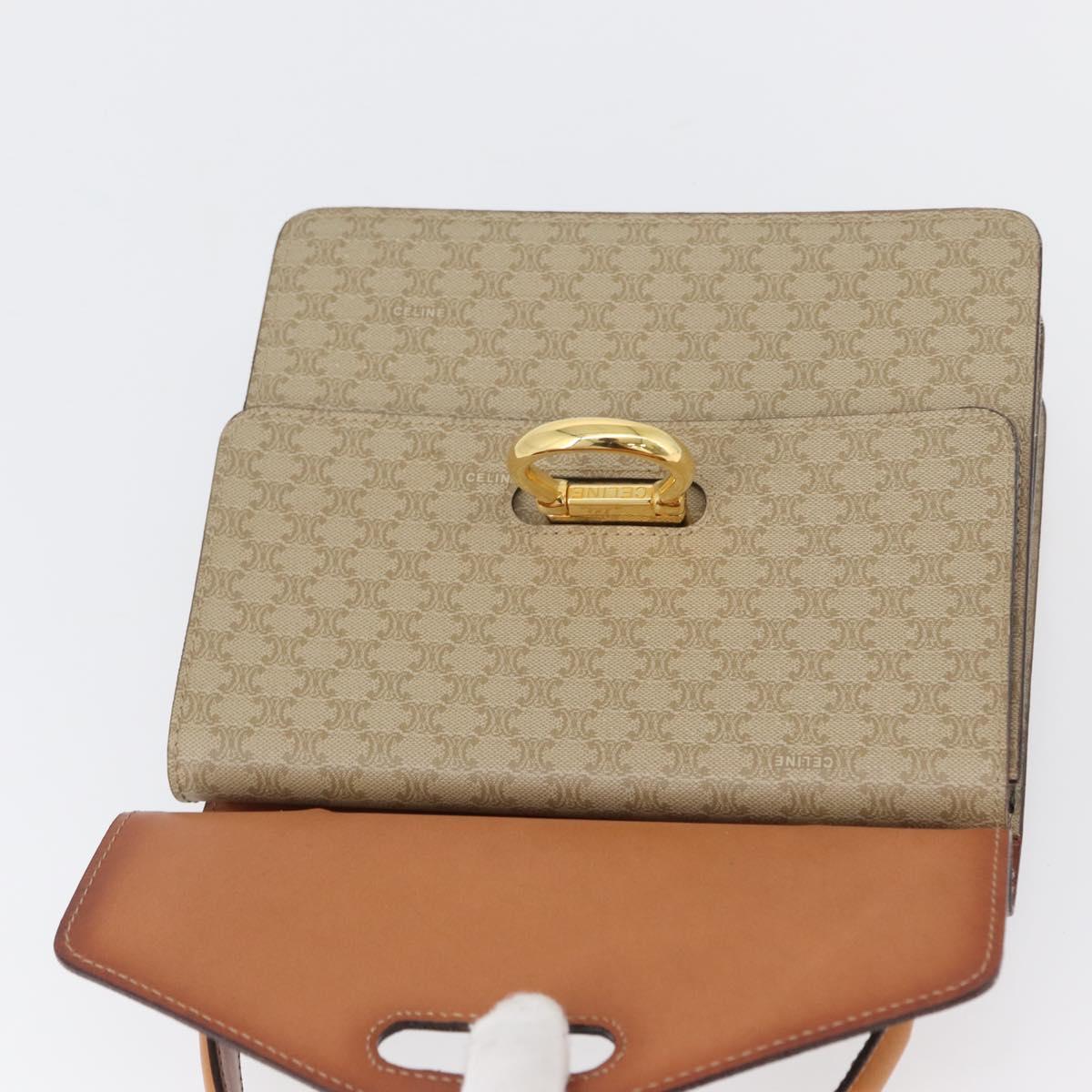 CELINE Macadam Canvas Hand Bag PVC Beige Gold Auth mr2012