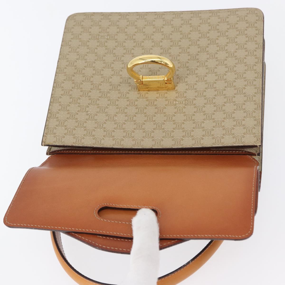 CELINE Macadam Canvas Hand Bag PVC Beige Gold Auth mr2012