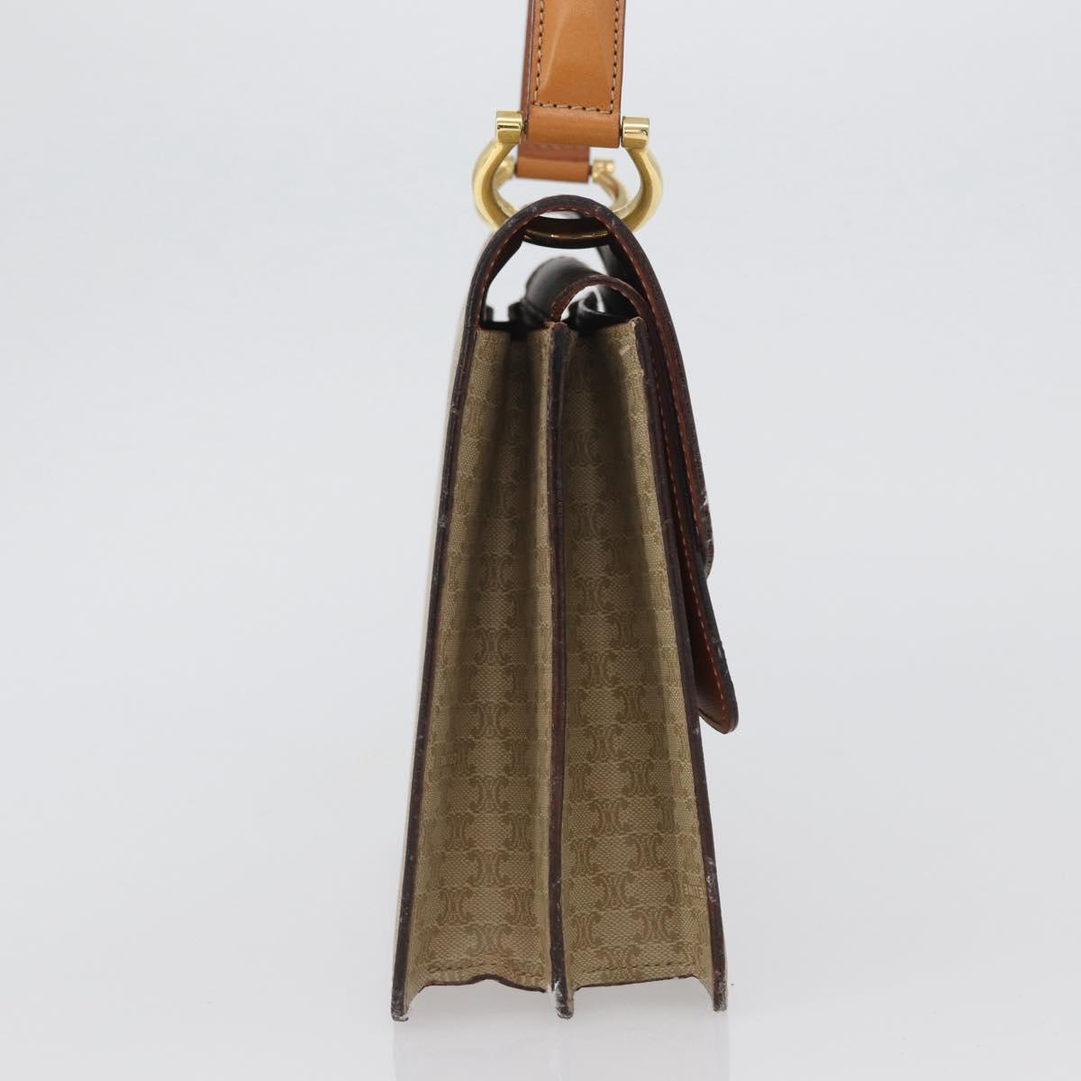 CELINE Macadam Canvas Hand Bag PVC Beige Gold Auth mr2012