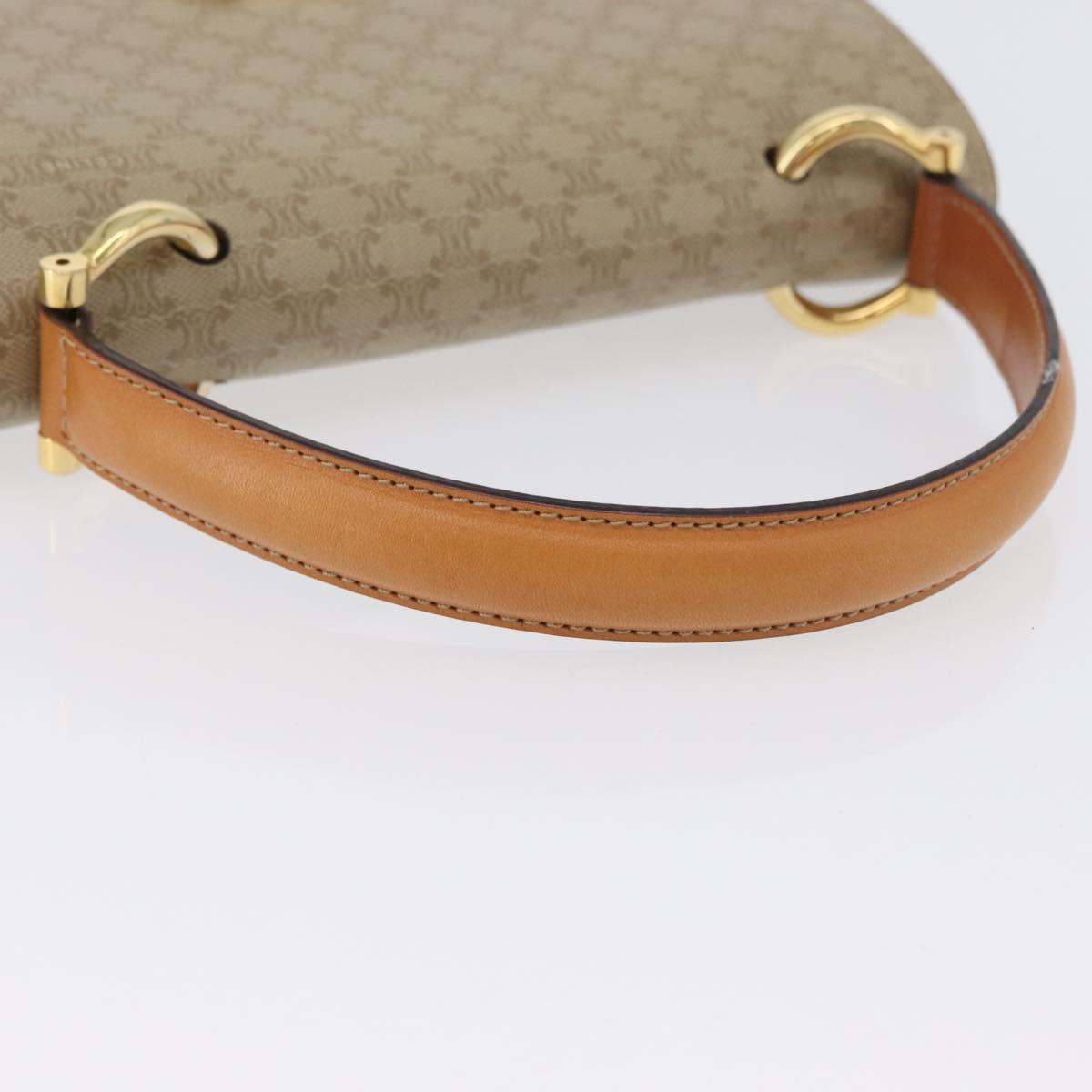 CELINE Macadam Canvas Hand Bag PVC Beige Gold Auth mr2012