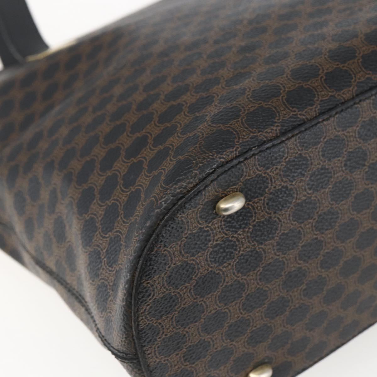 CELINE Macadam Canvas Tote Bag PVC Leather Black Gold Auth mr2013