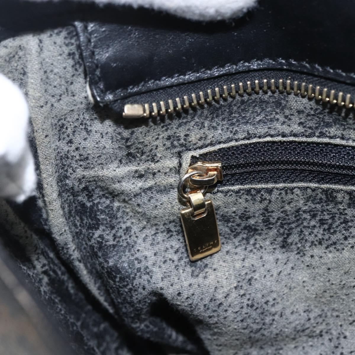 CELINE Macadam Canvas Tote Bag PVC Leather Black Gold Auth mr2013