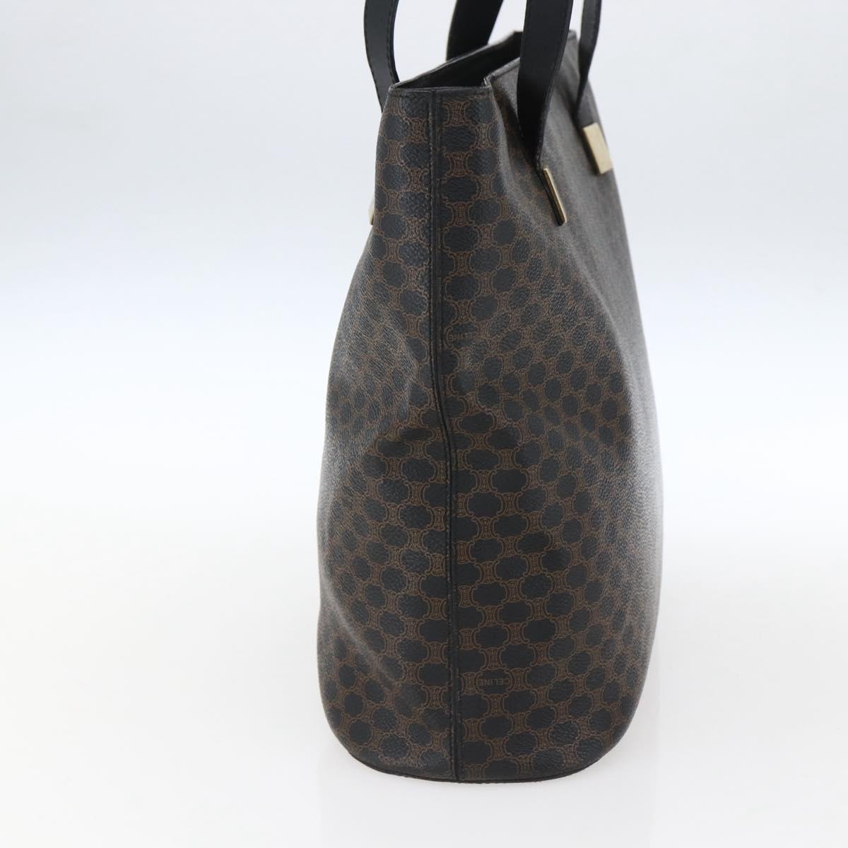 CELINE Macadam Canvas Tote Bag PVC Leather Black Gold Auth mr2013