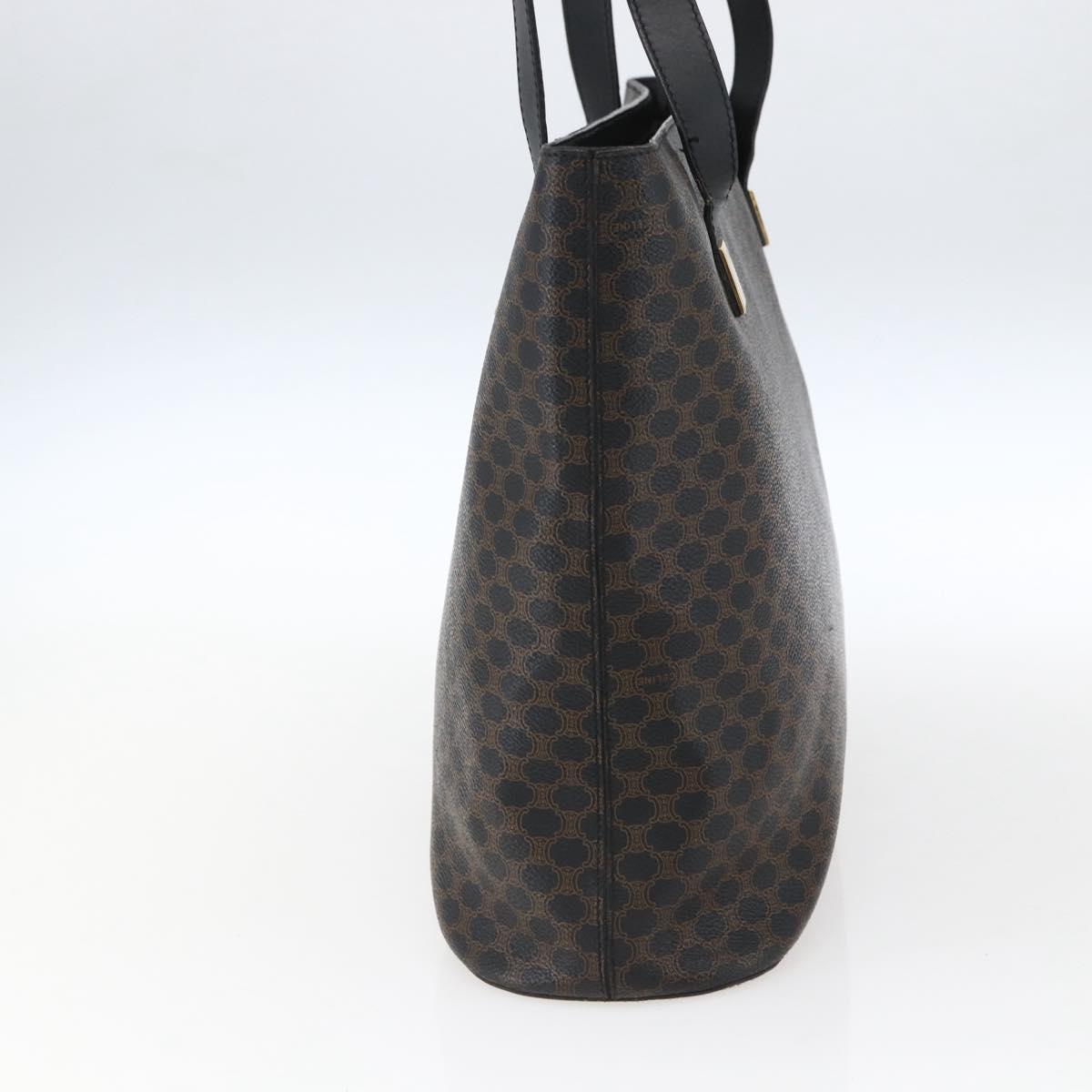CELINE Macadam Canvas Tote Bag PVC Leather Black Gold Auth mr2013