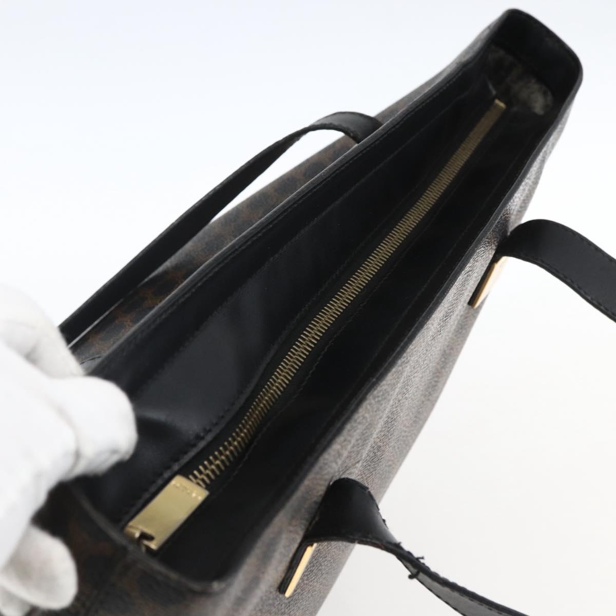 CELINE Macadam Canvas Tote Bag PVC Leather Black Gold Auth mr2013