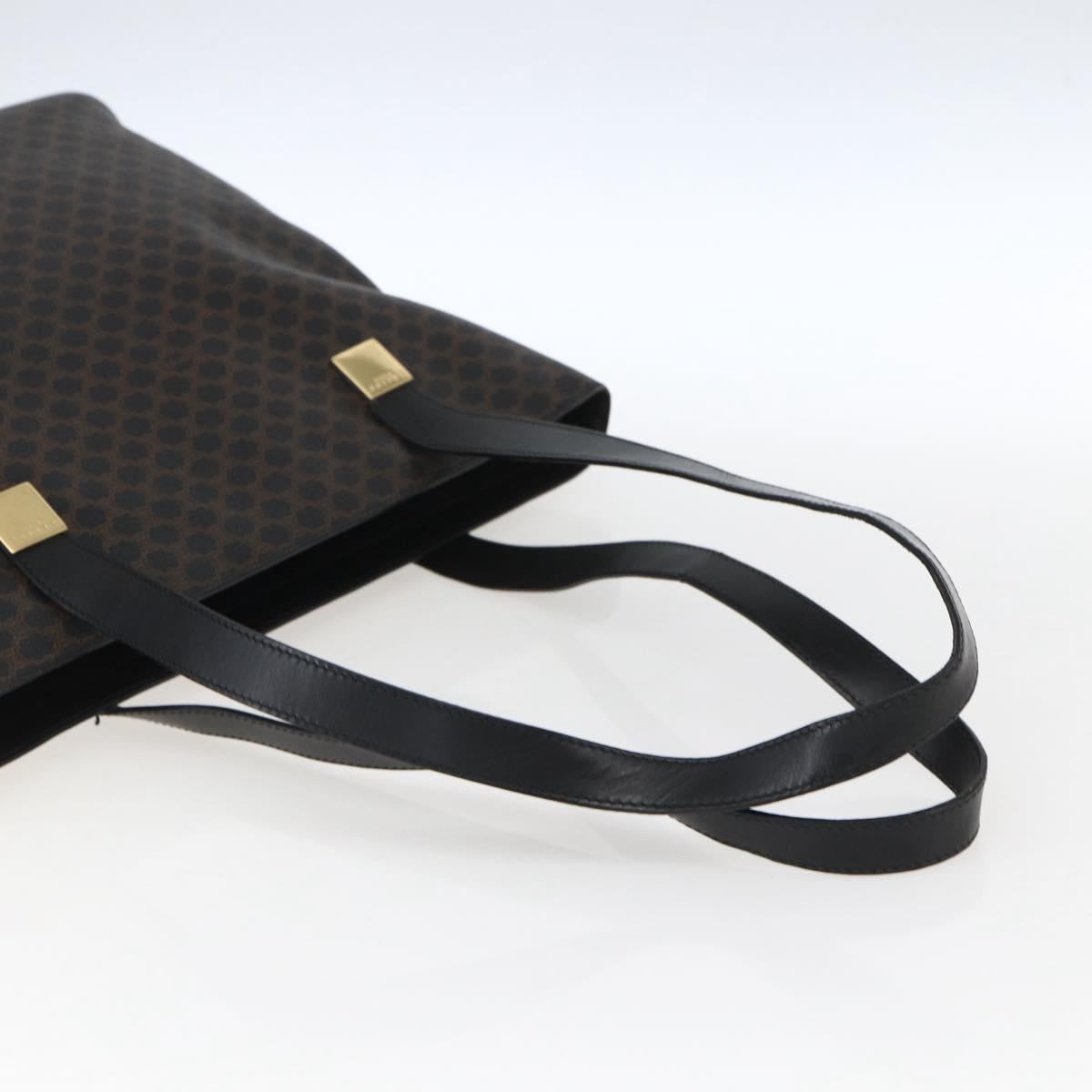 CELINE Macadam Canvas Tote Bag PVC Leather Black Gold Auth mr2013
