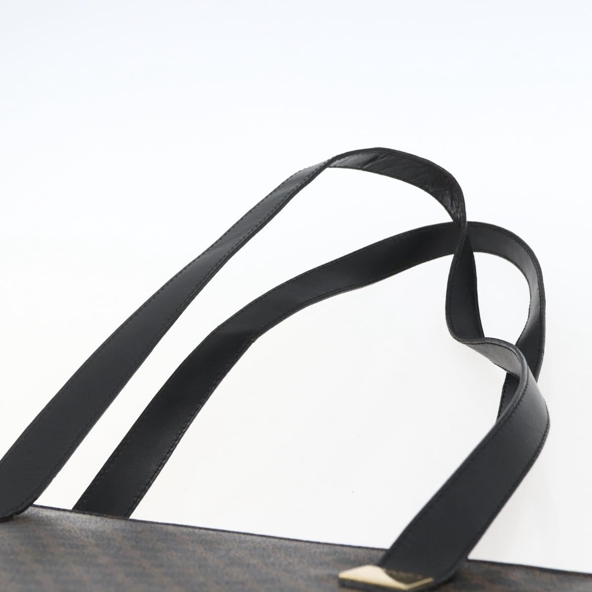 CELINE Macadam Canvas Tote Bag PVC Leather Black Gold Auth mr2013