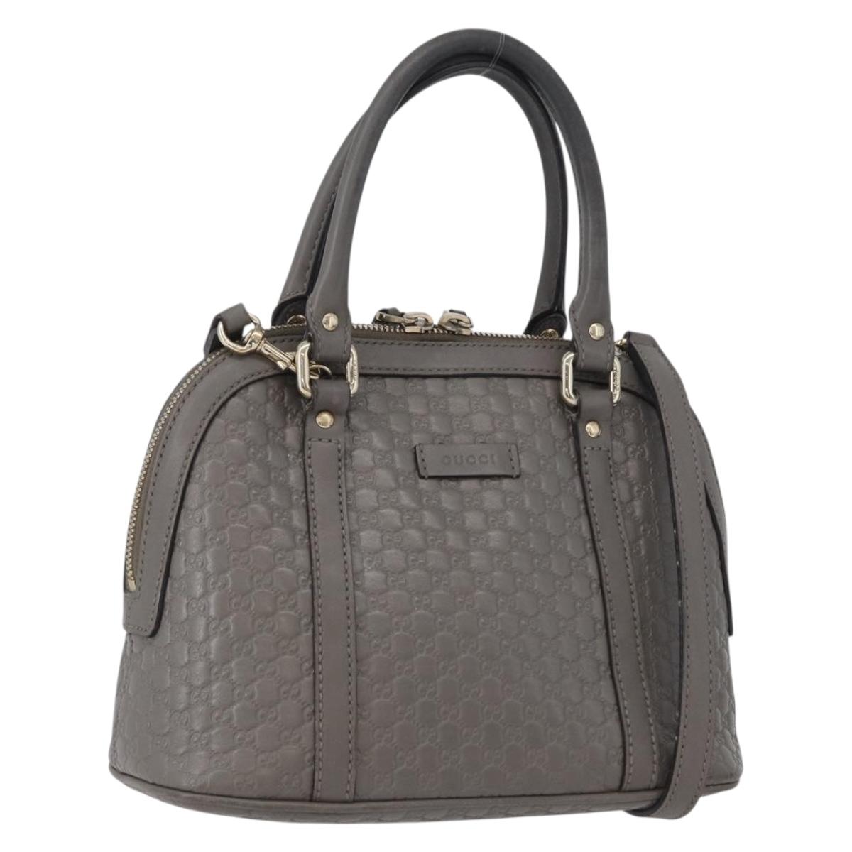 GUCCI Micro GG Canvas Guccissima Bag Leather 2way Gray Gold 449654 Auth mr2015