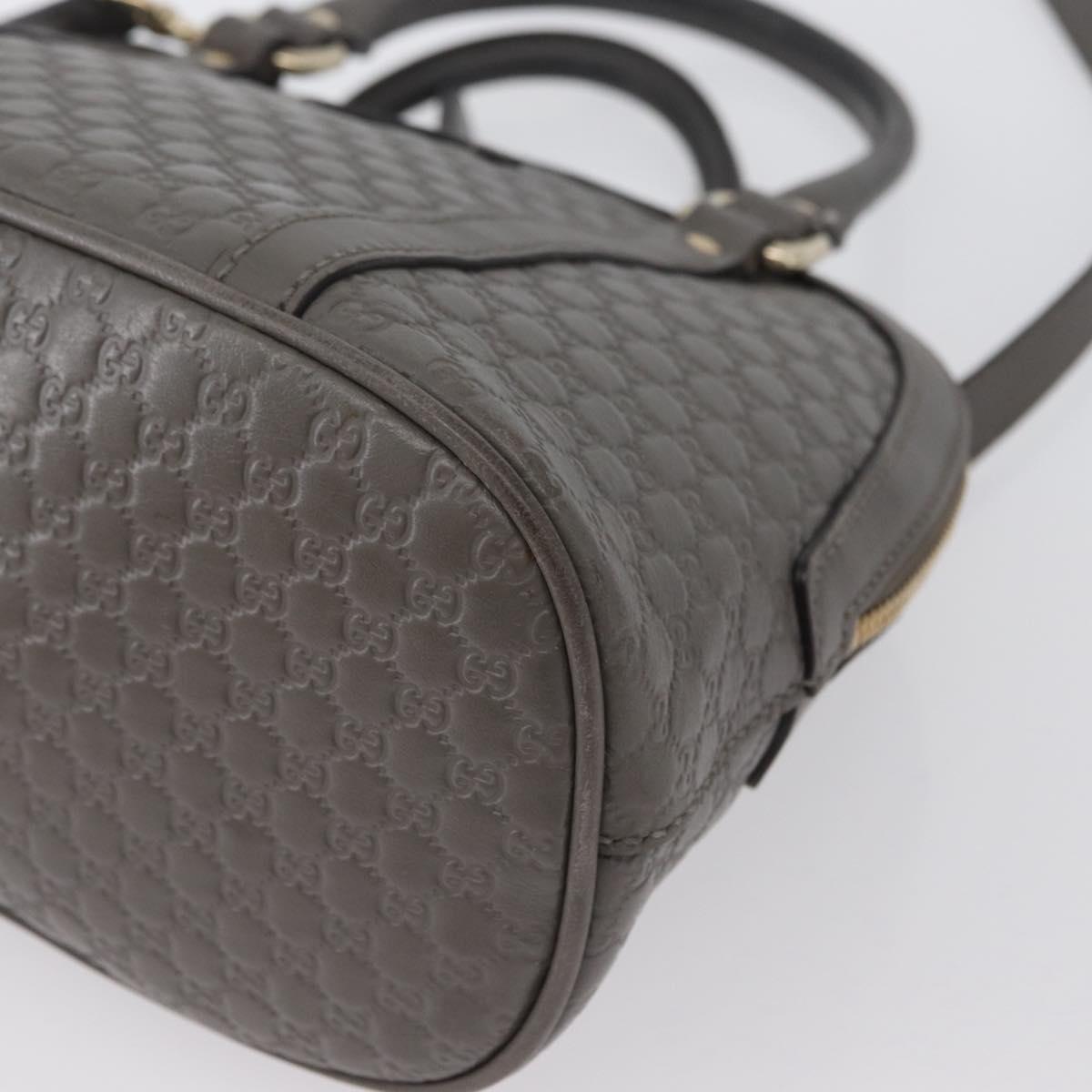 GUCCI Micro GG Canvas Guccissima Bag Leather 2way Gray Gold 449654 Auth mr2015