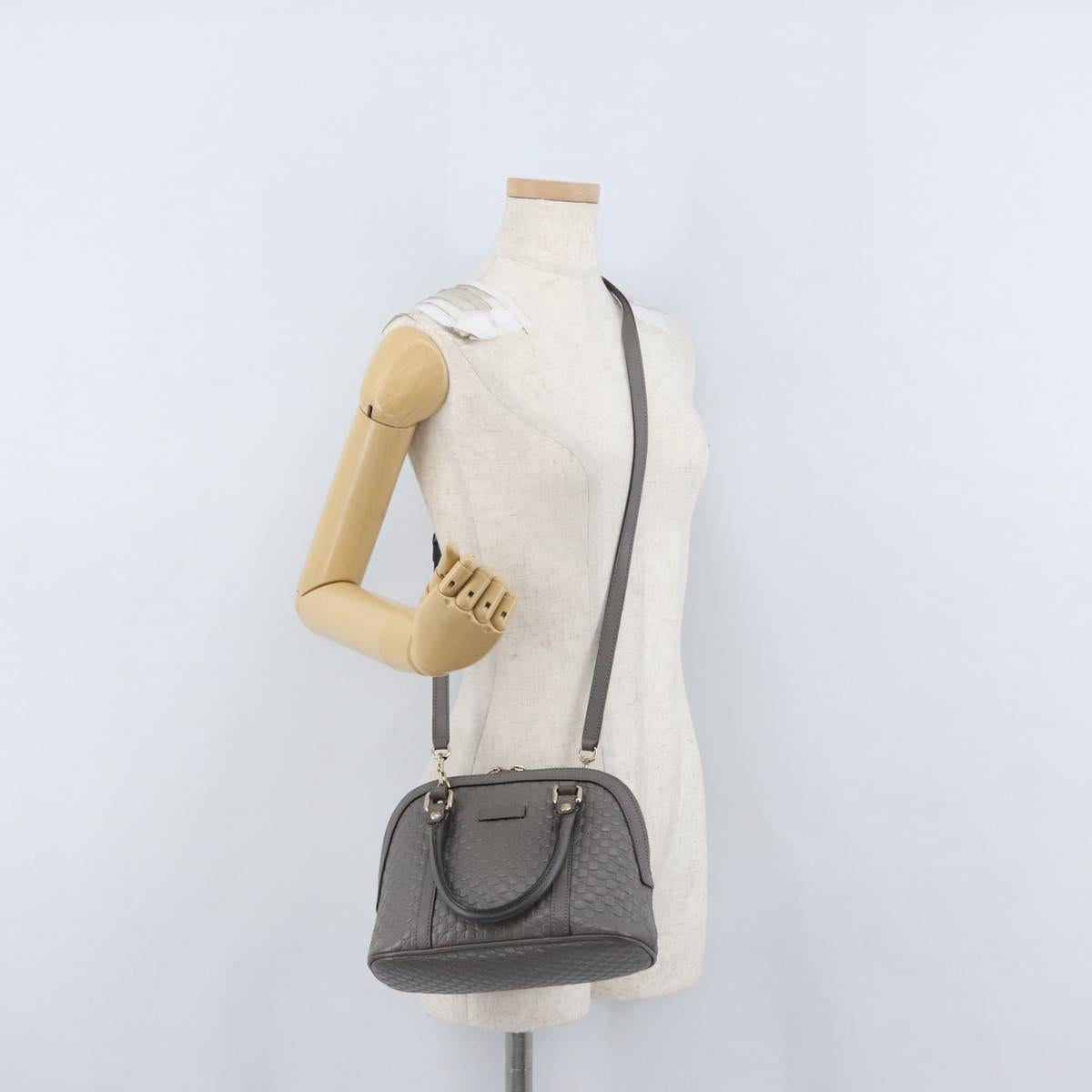 GUCCI Micro GG Canvas Guccissima Bag Leather 2way Gray Gold 449654 Auth mr2015