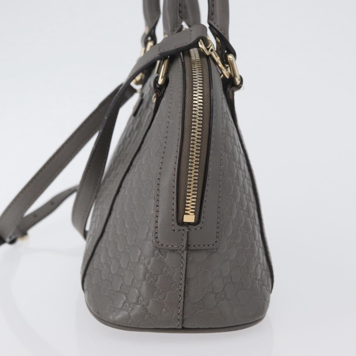 GUCCI Micro GG Canvas Guccissima Bag Leather 2way Gray Gold 449654 Auth mr2015